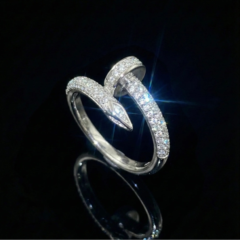 Open Band Pavé Spiral Ring in Silver
